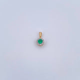 Dije Circulo 0.7gr / 1.1cm / Esmeralda 14 Pts Diamante 4 Pts Dos Oros Amarillo Blanco 18K (Joya) &