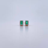 Topos Rectangulo 2.1gr / Esmeralda 57 Pts Diamante 14 Pts Dos Oros Amarillo Blanco 18K (Joya) &