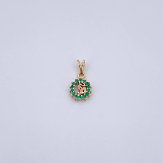 Dije Virgen Maria 0.65gr / 1.5cm / Esmeralda 10 Pts Oro Amarillo 18K (Joya) &