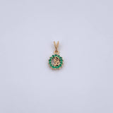 Dije Virgen Maria 0.65gr / 1.5cm / Esmeralda 10 Pts Oro Amarillo 18K (Joya) &