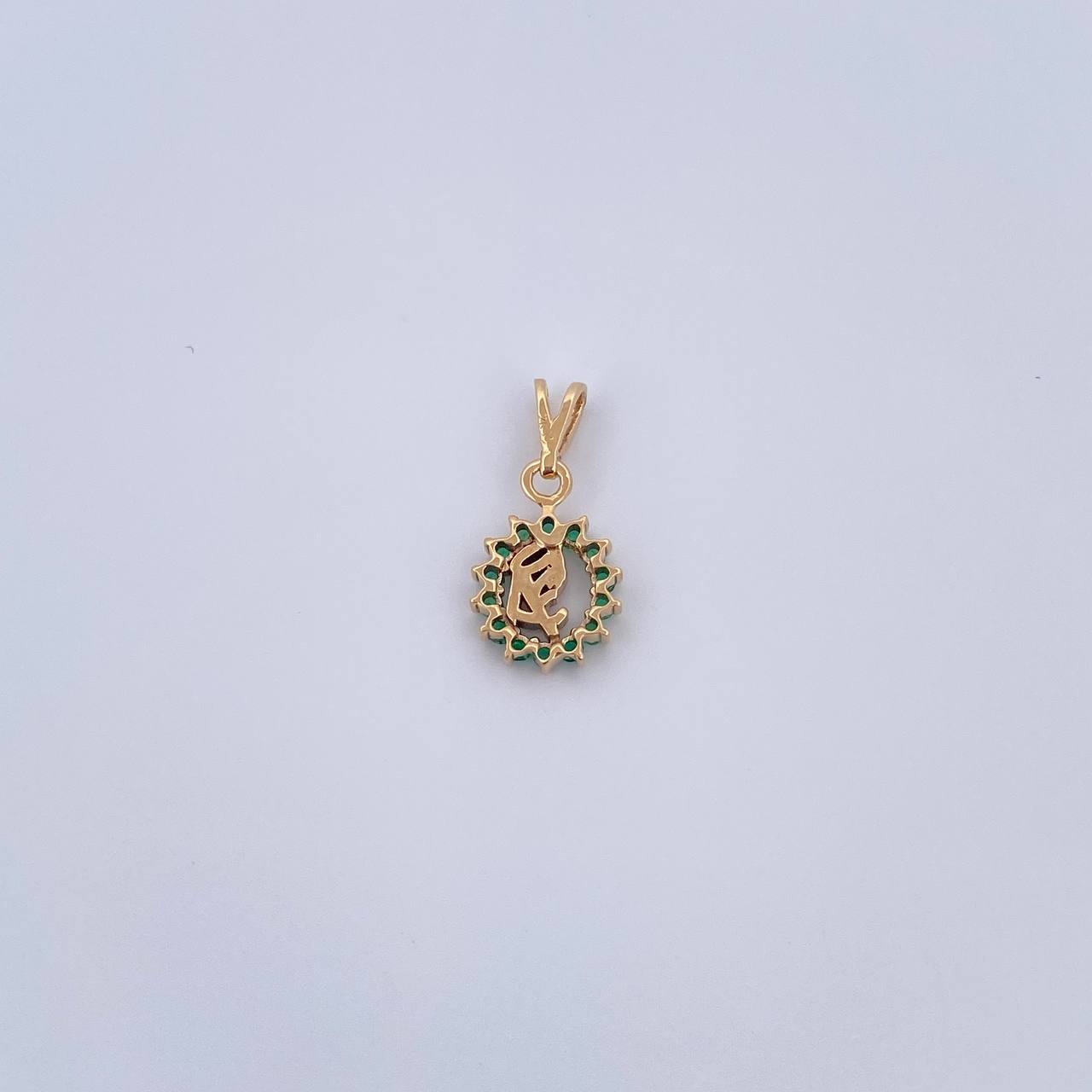 Dije Virgen Maria 0.65gr / 1.5cm / Esmeralda 10 Pts Oro Amarillo 18K (Joya) &
