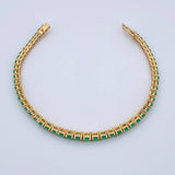Pulso Tennis 12.95gr / 17.6cm / 3.7mm Esmeralda 5.63 Qts Oro Amarillo 18K (Joya) &