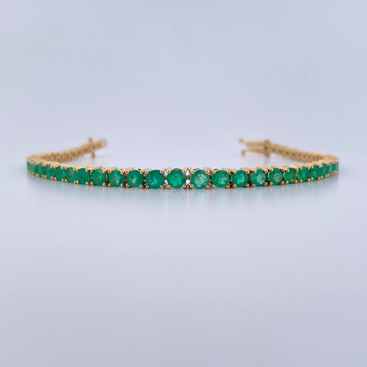 Pulso Tennis 12.95gr / 17.6cm / 3.7mm Esmeralda 5.63 Qts Oro Amarillo 18K (Joya) &