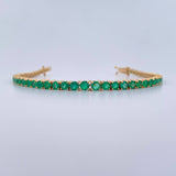 Pulso Tennis 12.95gr / 17.6cm / 3.7mm Esmeralda 5.63 Qts Oro Amarillo 18K (Joya) &