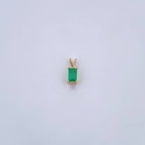Dije Rectangulo 0.5gr / 1cm / Esmeralda 32 Pts Oro Amarillo 18K (Joya) &
