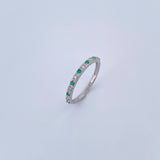 Anillo Churumbela 1.7gr / T6 3/4 / Esmeralda 9 Pts Diamante 10 Pts Oro Blanco 18K (Joya) &