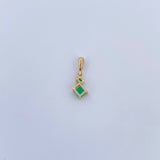 Dije Rombos 0.55gr / 1.6cm / Esmeralda 23 Pts Oro Amarillo 18K (Joya) &