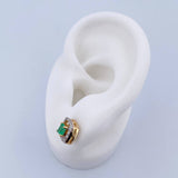 Topos Rombo 3.05gr / Esmeralda 51 Pts Diamante 16 Pts Dos Oros Amarillo Blanco 18K (Joya) &