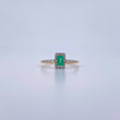 Anillo Rectangulo 1.9gr / T7 / Esmeralda 38 Pts Diamante 15 Pts Dos Oros Amarillo Blanco 18K (Joya) &