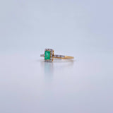 Anillo Rectangulo 1.9gr / T7 / Esmeralda 38 Pts Diamante 15 Pts Dos Oros Amarillo Blanco 18K (Joya) &