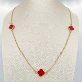 Cadena Espiga Trebol 3.7gr / 40cm / 2mm Electroestatico Rojo Oro Amarillo &