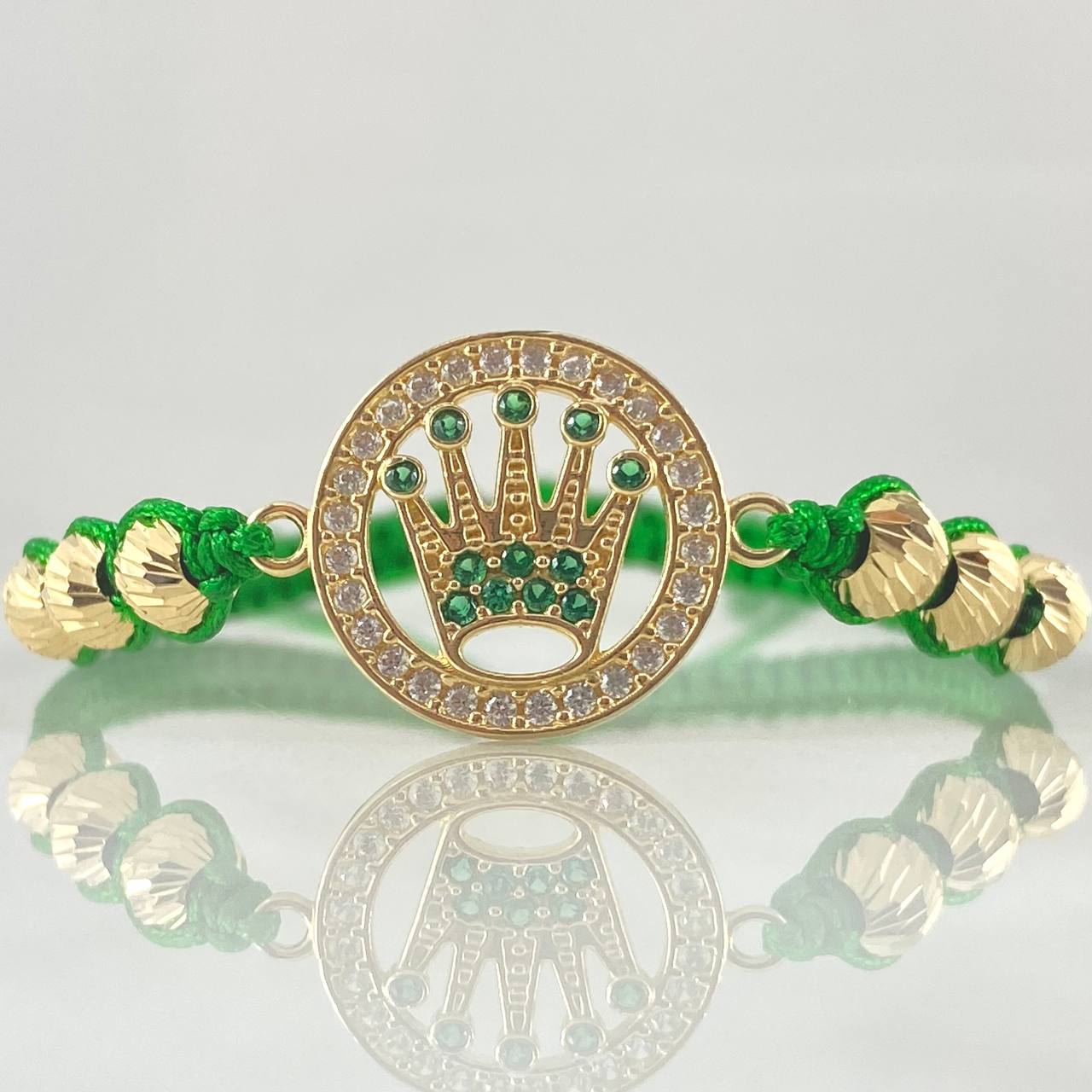 Pulsera Verde Herraje Corona 4.15gr / Oro 18K ©