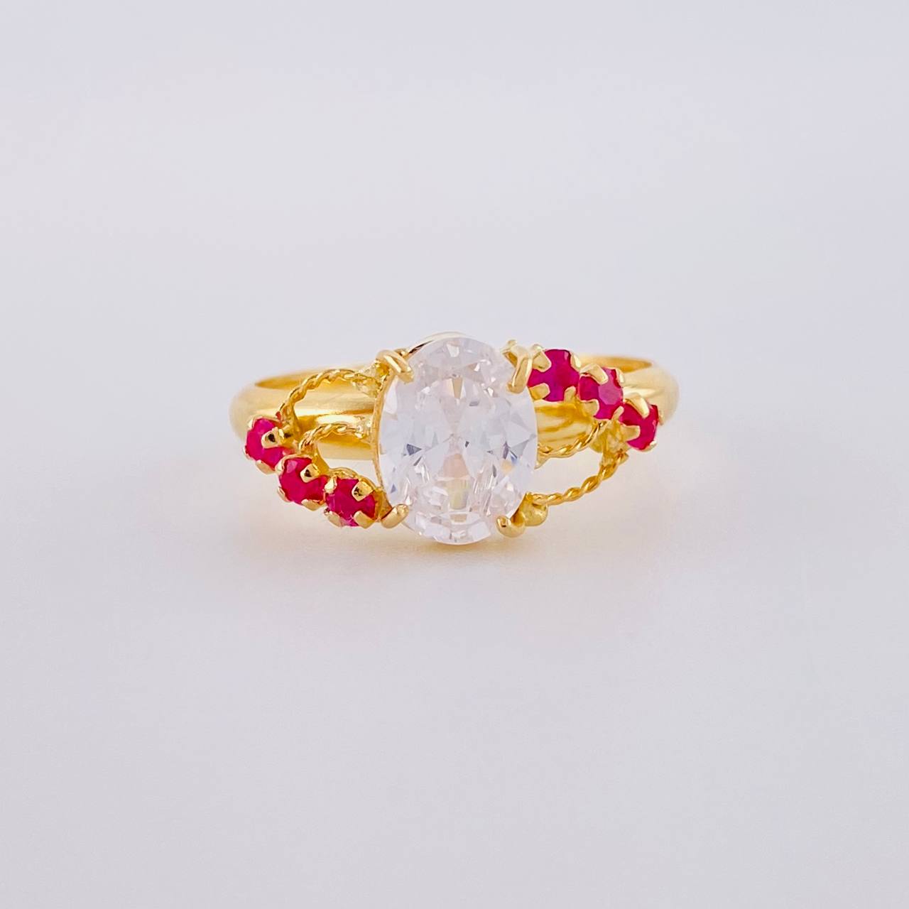 Anillo Solitario Cristal Real 1.8 g / T8 1/4 Oro Amarillo 18K