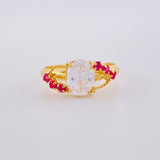 Anillo Solitario Cristal Real 1.8 g / T8 1/4 Oro Amarillo 18K