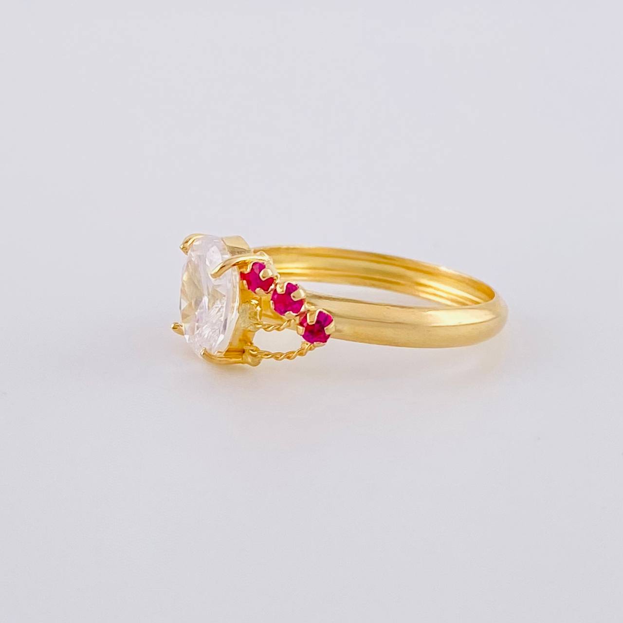 Anillo Solitario Cristal Real 1.7 g / T6 1/2 Oro Amarillo 18K