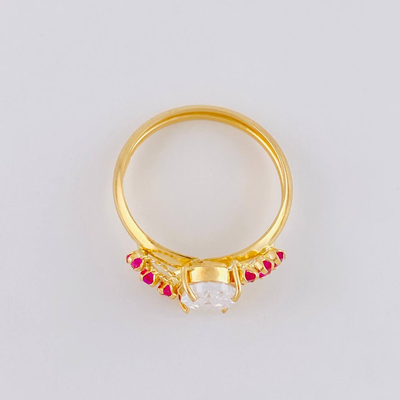 Anillo Solitario Cristal Real 1.7 g / T6 1/2 Oro Amarillo 18K