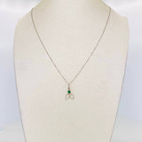 Set Cadena Veneciana + Dije Cola de Sirena Esmeralda 8pts / 1.5g / 45cm Oro Blanco 18K