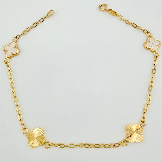 Pulso Cajón Trebol Doble Faz 2.55gr / 19cm / 8mm Oro Amarillo 18K *