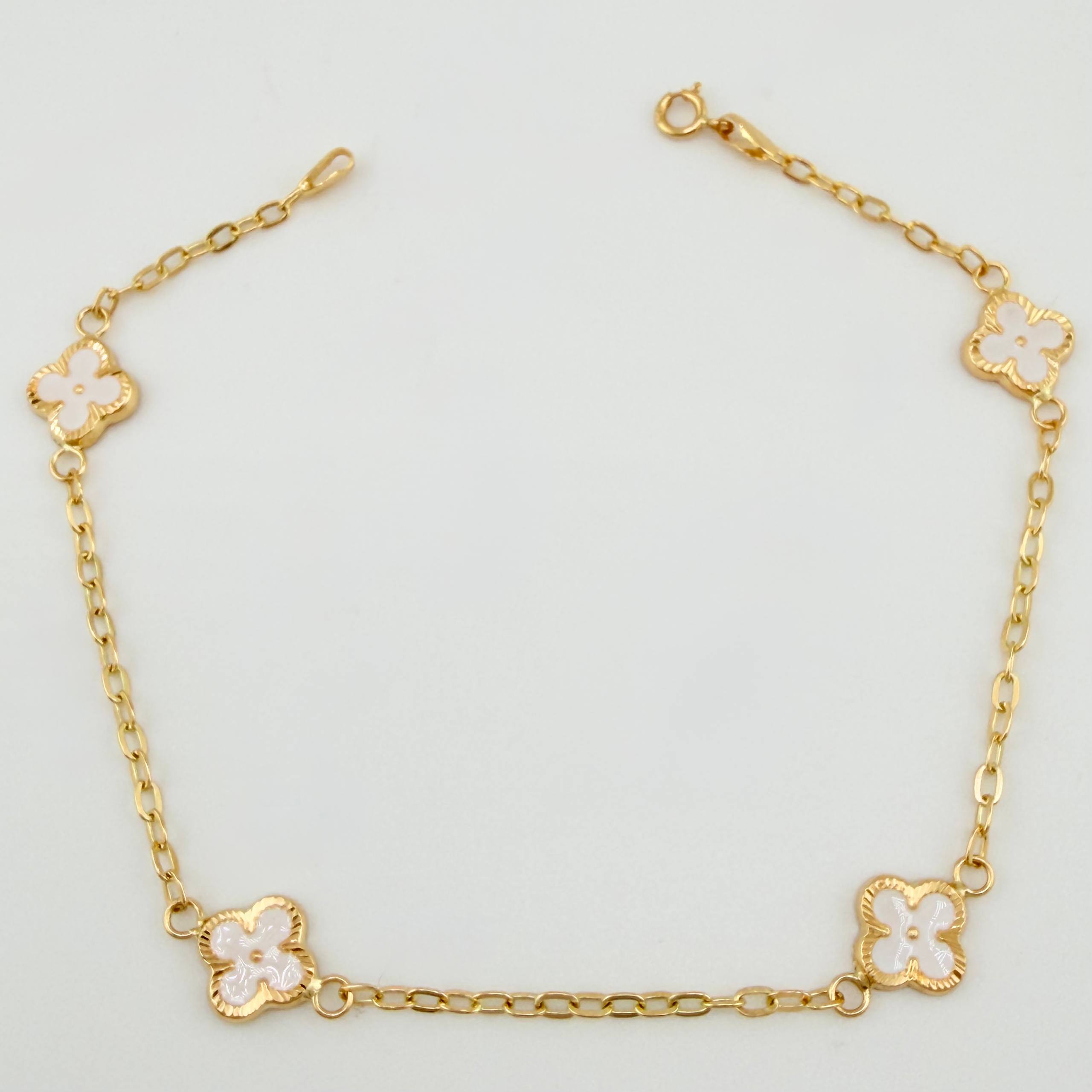 Pulso Cajón Trebol Doble Faz 2.35gr / 19cm / 8mm Oro Amarillo 18K