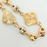 Pulso GC Trebol Intercalado Doble Faz 5.85gr / 20cm / 10.3mm Tres Oros 18K