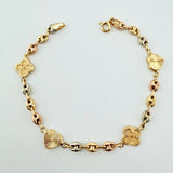 Pulso GC Trebol Intercalado Doble Faz 5.85gr / 20cm / 10.3mm Tres Oros 18K