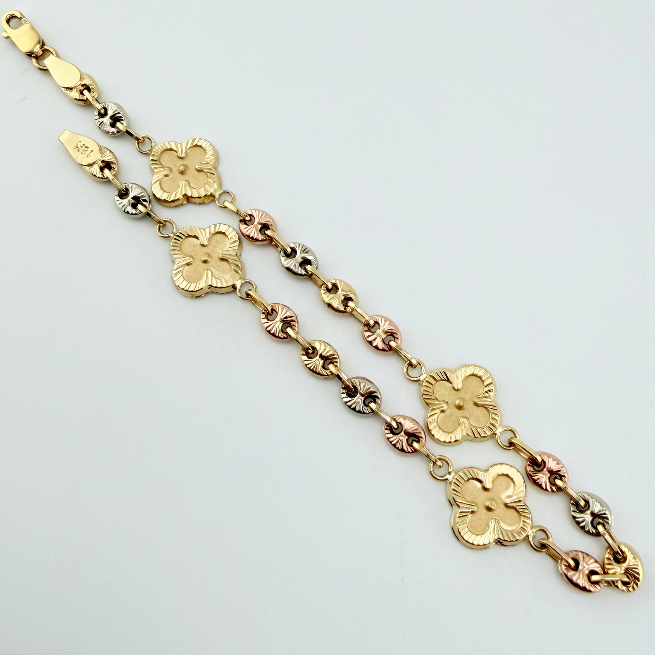 Pulso GC Trebol Doble Faz 5.25gr / 18.5cm / 10.3mm Tres Oros 18K