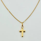 Set Cadena y Dije Veneciana + Cruz Lisa 1.2gr / 45cm / 0.5mm Oro Amarillo 18K (Oferta)