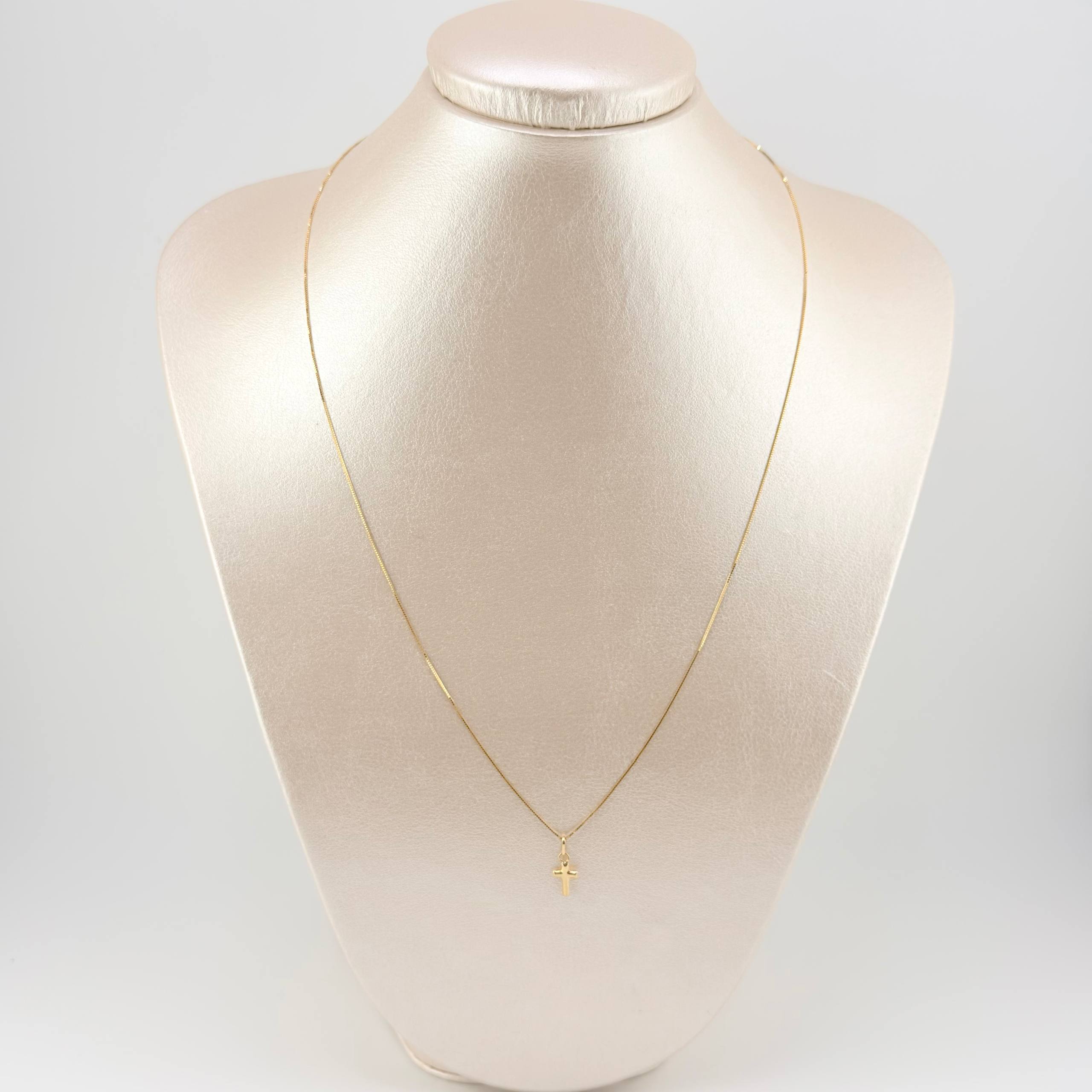 Set Cadena y Dije Veneciana + Cruz 1.25gr / 50cm / 0.6mm Oro Amarillo 18K (Oferta) *