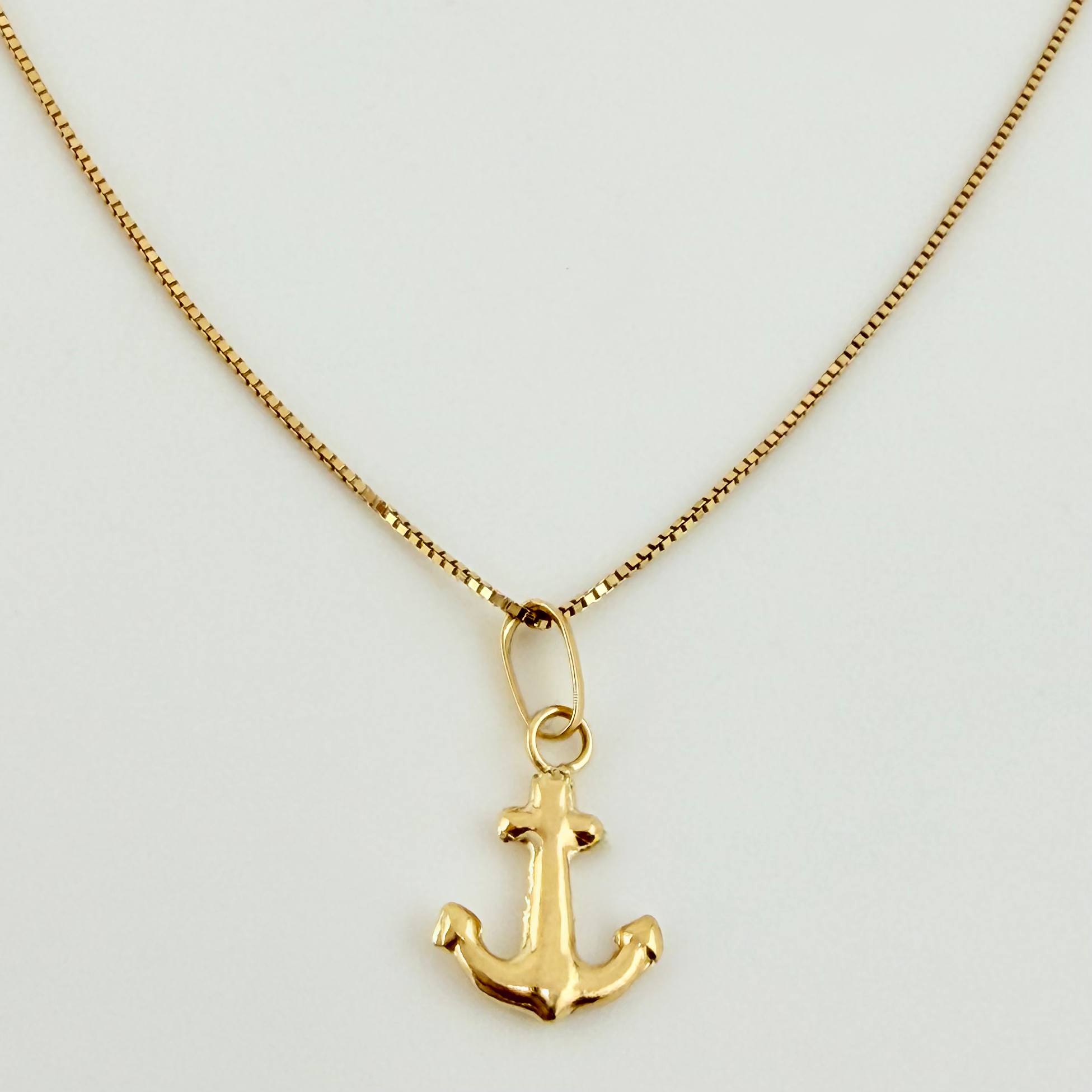 Set Cadena y Dije Veneciana + Ancla 1.25gr / 50cm / 0.6mm Oro Amarillo 18K (Oferta) ©