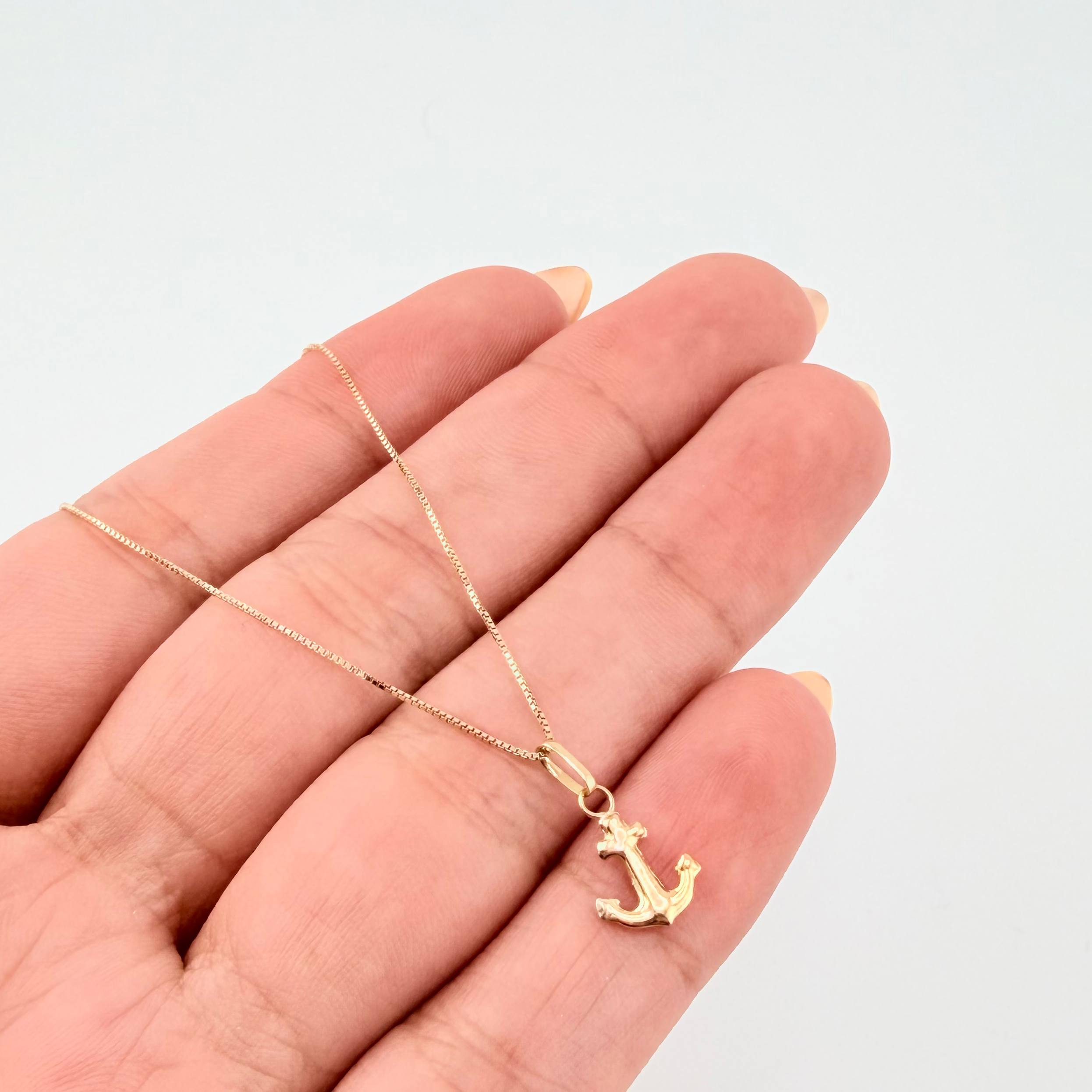 Set Cadena y Dije Veneciana + Ancla 1.2gr / 45cm / 0.6mm Oro Amarillo 18K (Oferta)