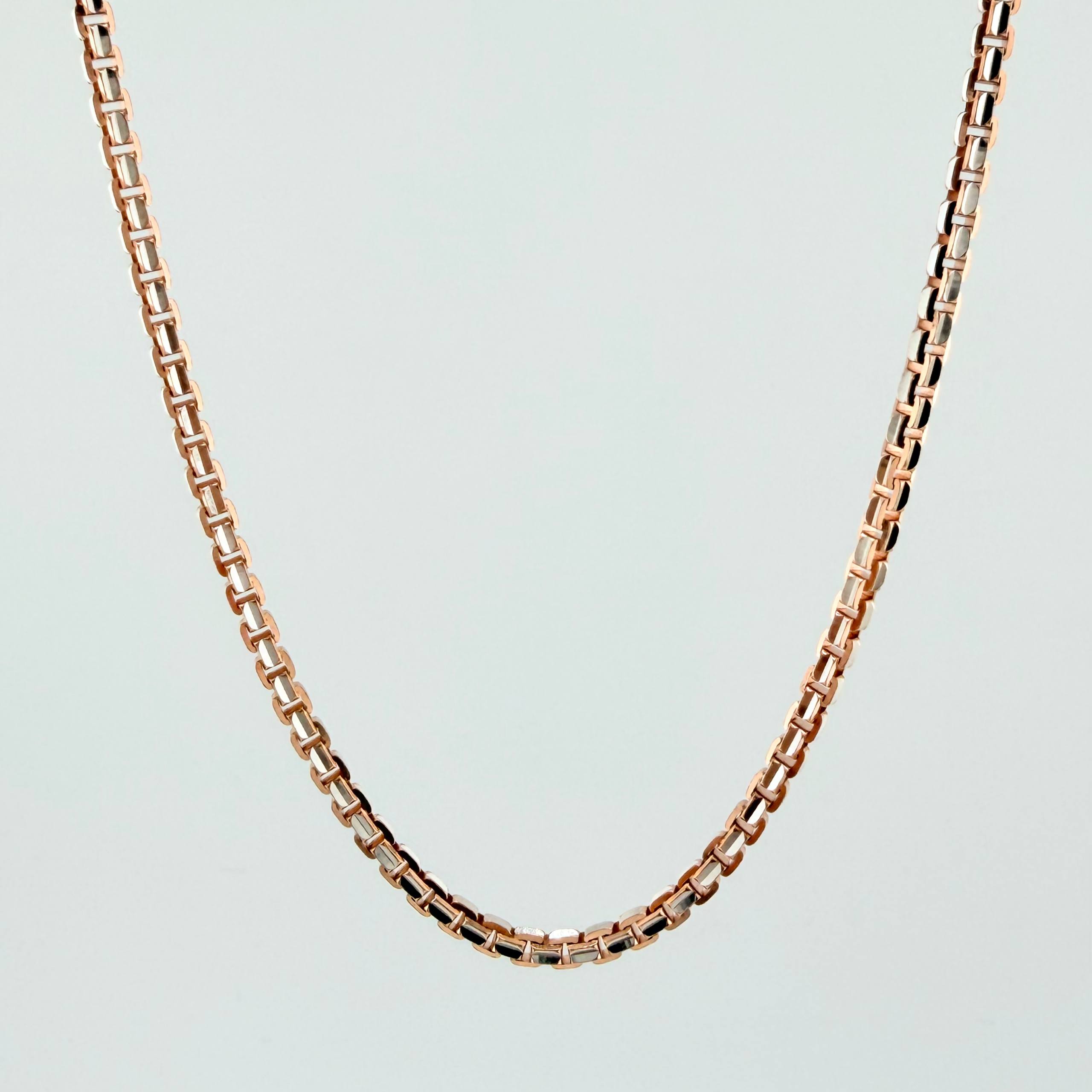 Cadena Veneciana Redonda 33.2gr / 70cm / 3mm Dos Oros Blanco Rosa +3 18K