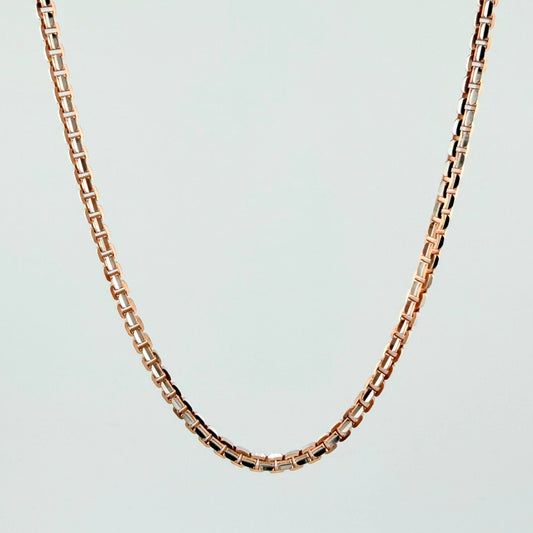 Cadena Veneciana Redonda 20.45gr / 70cm / 2.2mm Dos Oros Blanco Rosa +3 18K