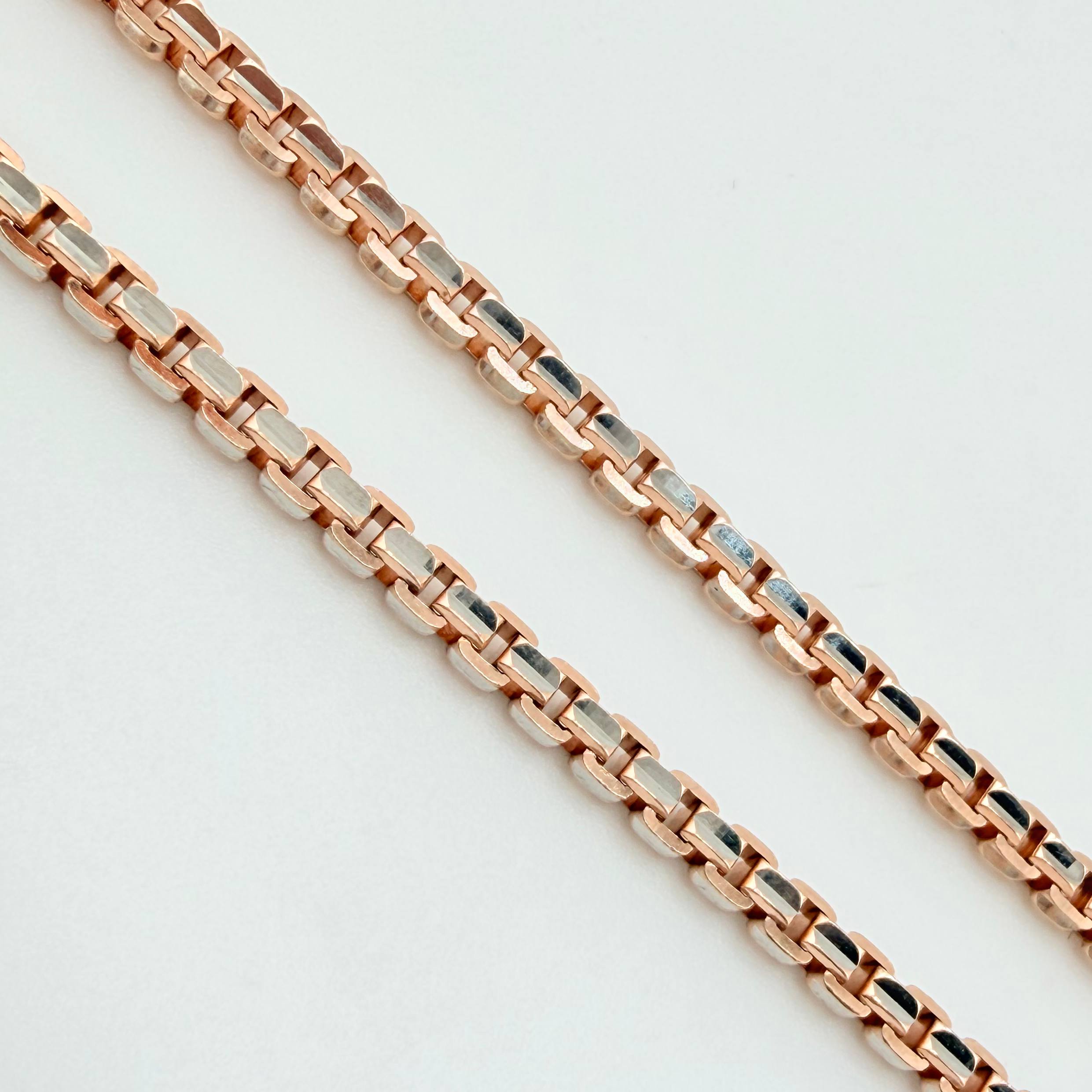 Cadena Veneciana Redonda 33.2gr / 70cm / 3mm Dos Oros Blanco Rosa +3 18K