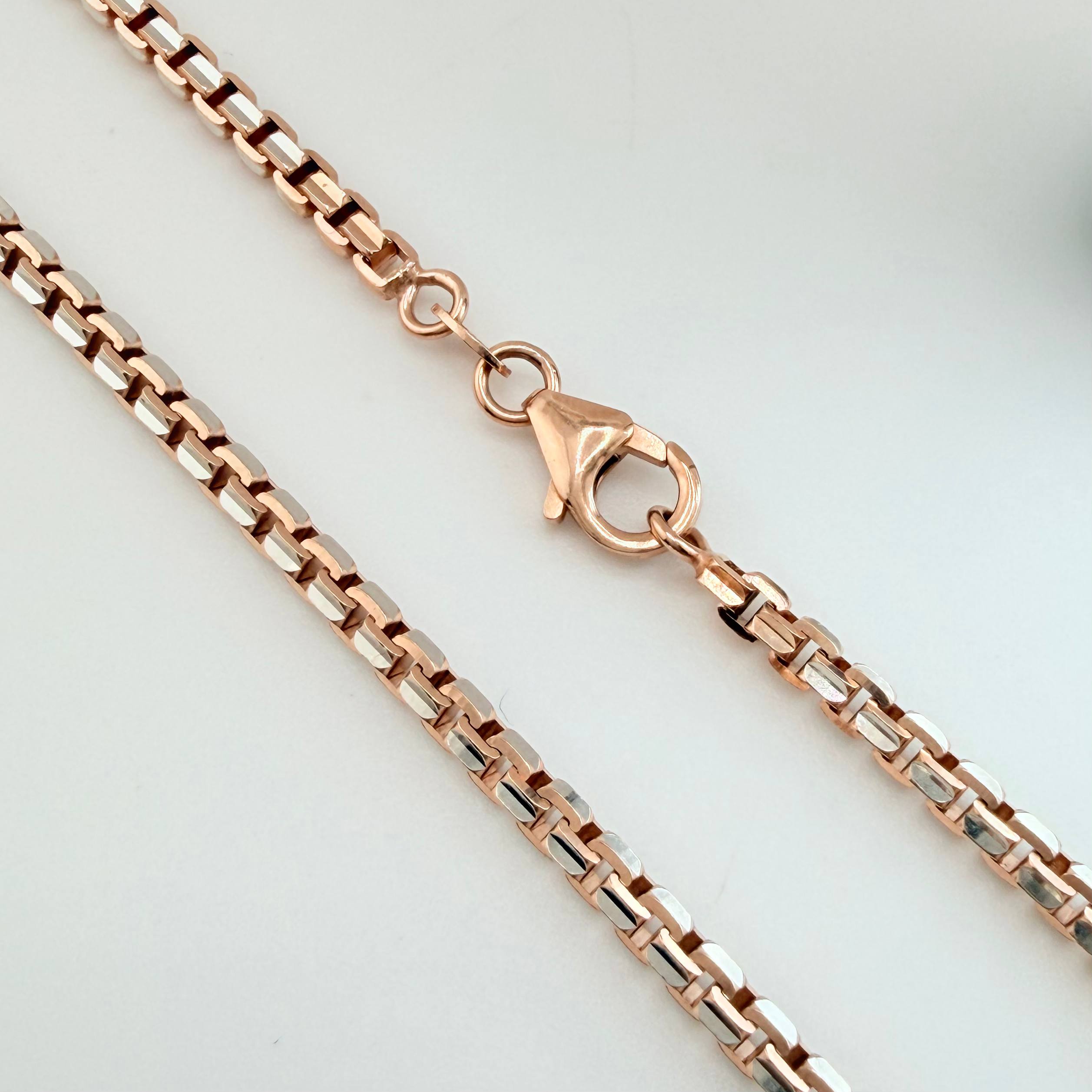 Cadena Veneciana Redonda 33.2gr / 70cm / 3mm Dos Oros Blanco Rosa +3 18K