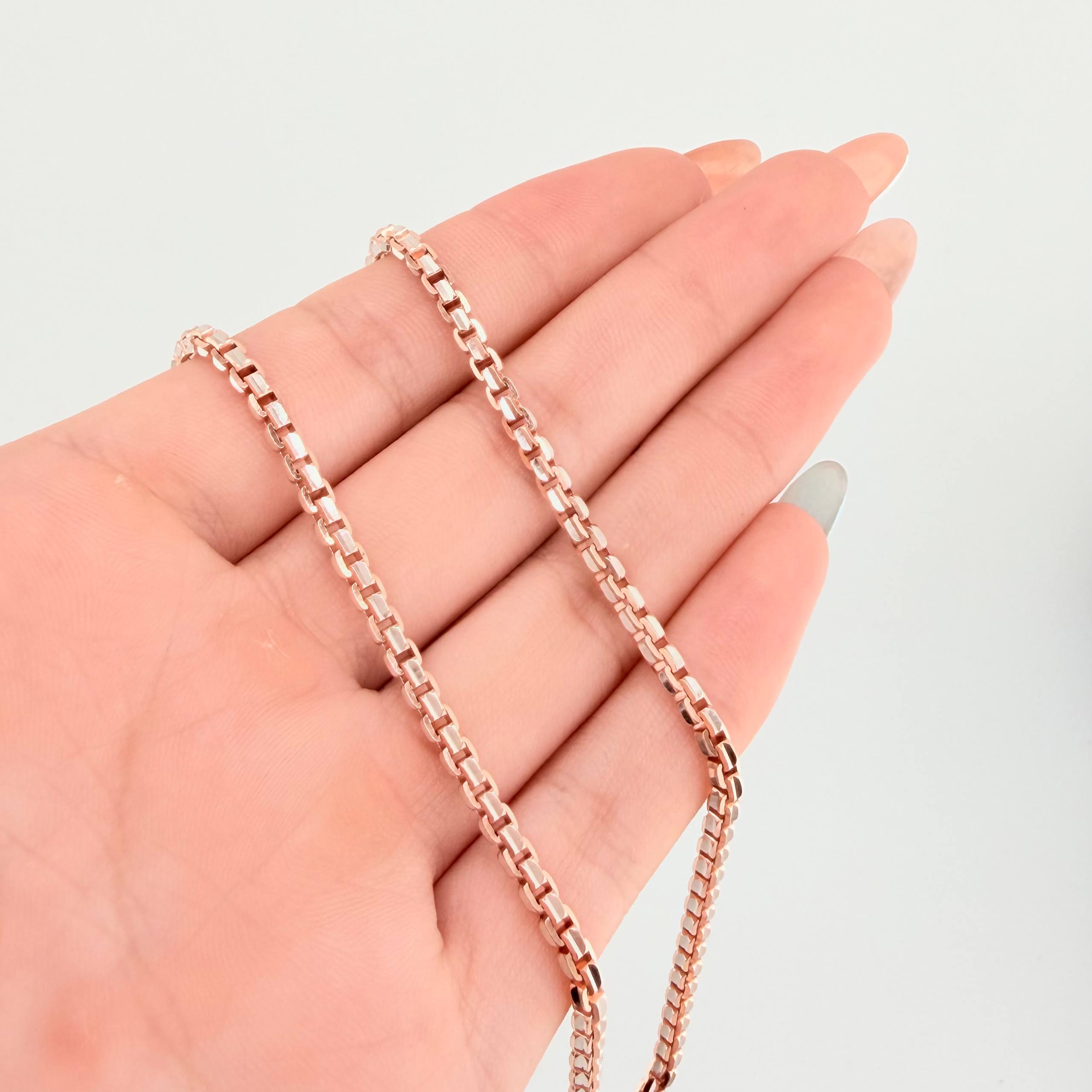 Cadena Veneciana Redonda 33.2gr / 70cm / 3mm Dos Oros Blanco Rosa +3 18K