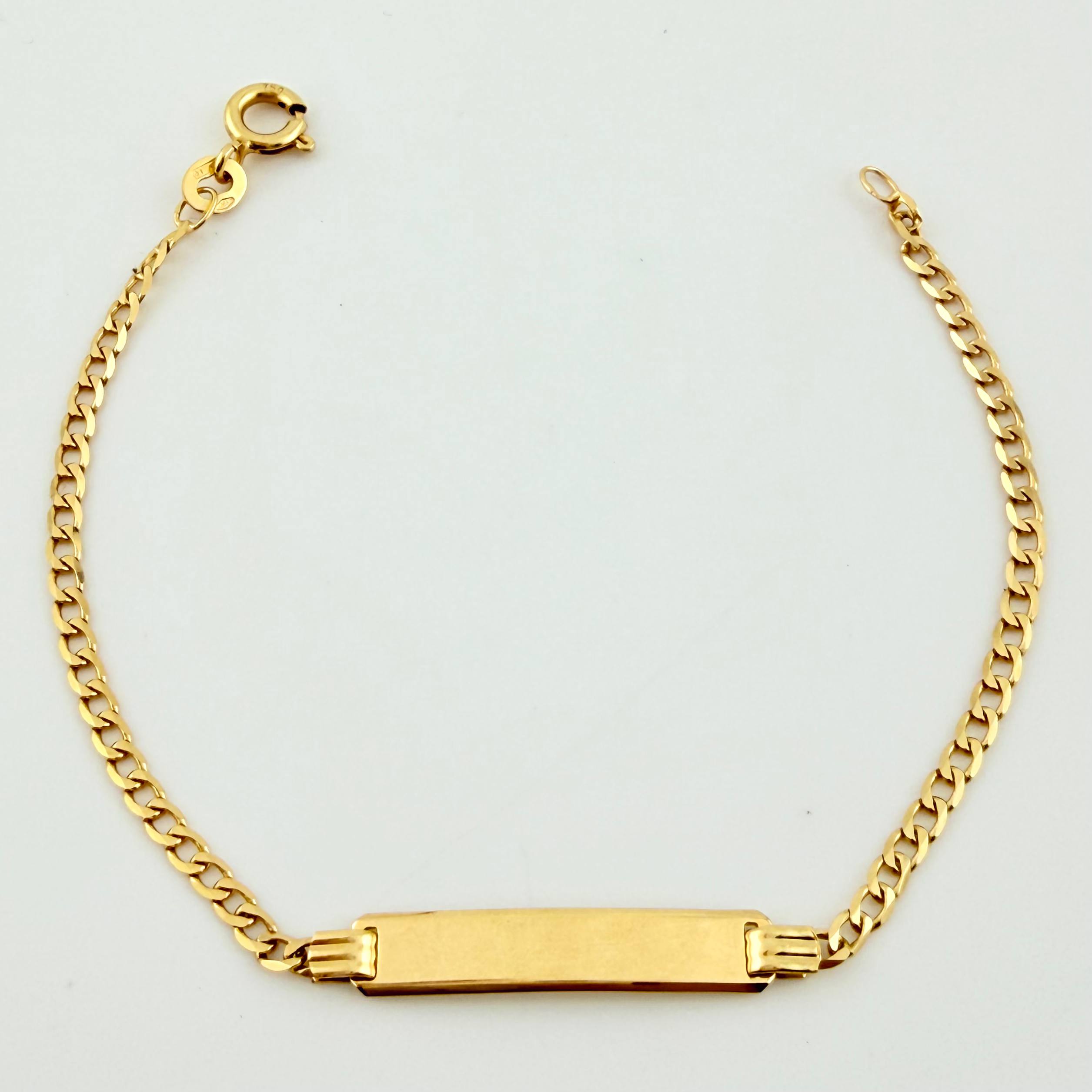 Pulso Bebé Cubano Placa Rectangular 2.65gr / 16cm / 2.3mm Oro Amarillo +1 18K