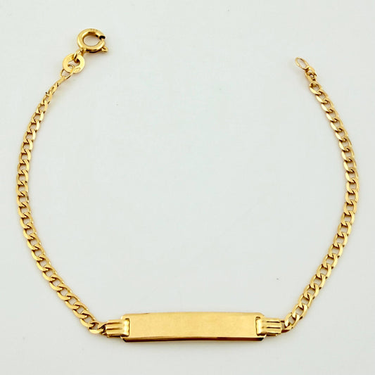 Pulso Bebé Cubano Placa Rectangular 2.65gr / 16cm / 2.3mm Oro Amarillo +1 18K