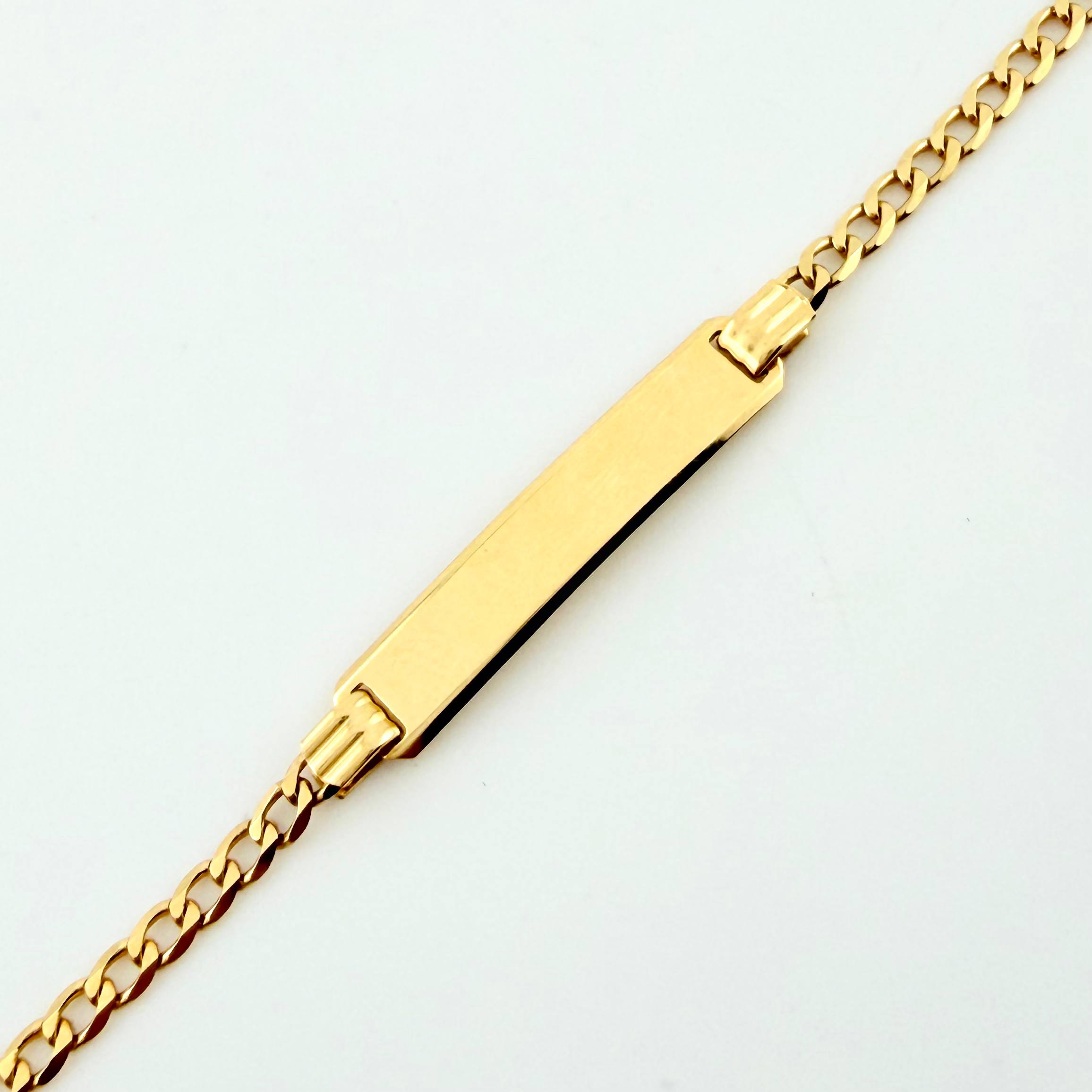 Pulso Bebé Cubano Placa Rectangular 2.65gr / 16cm / 2.3mm Oro Amarillo +1 18K