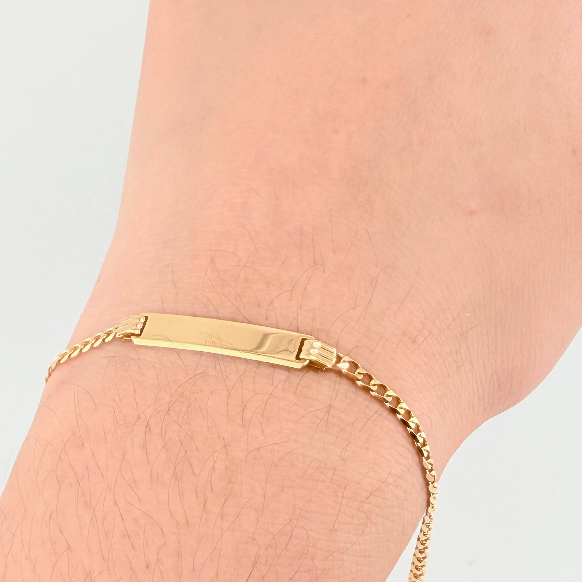 Pulso Bebé Cubano Placa Rectangular 2.65gr / 16cm / 2.3mm Oro Amarillo +1 18K