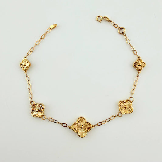 Pulso Trebol Diamantado 5.1gr / 18cm-19.5cm / 11.3mm Oro Amarillo Nac.Esp. 18K