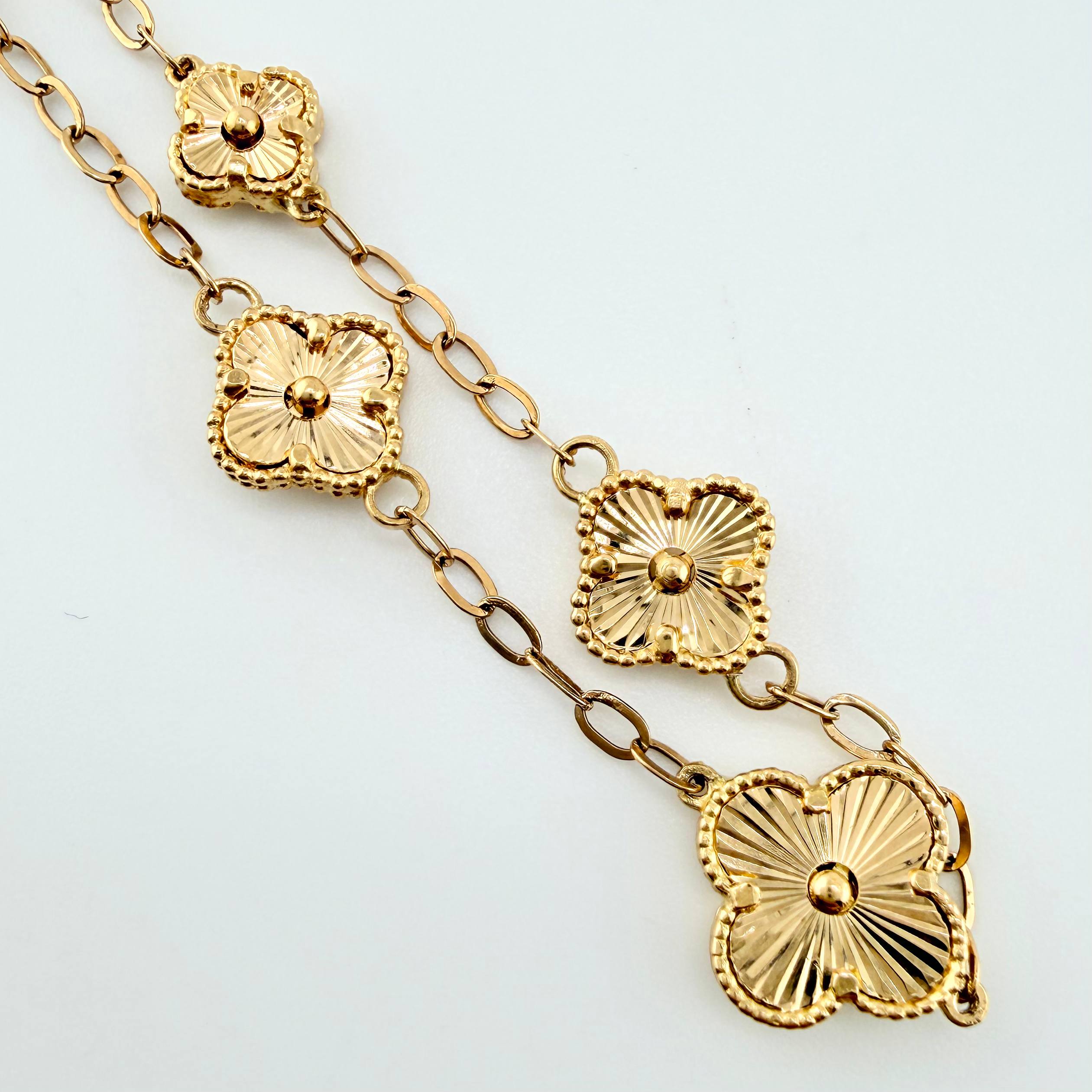 Pulso Trebol Diamantado 5.1gr / 18cm-19.5cm / 11.3mm Oro Amarillo Nac.Esp. 18K