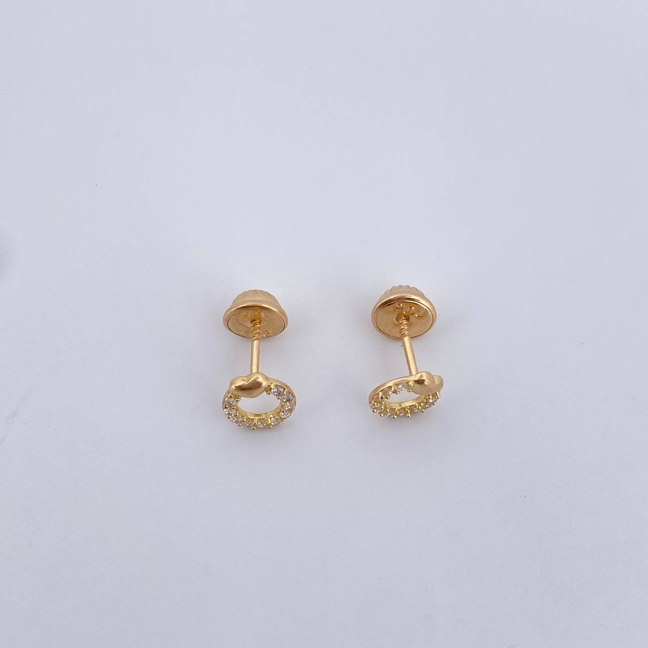 Topos Circulo Corazon 0.7gr / Circones Blancos Oro Amarillo  18K $