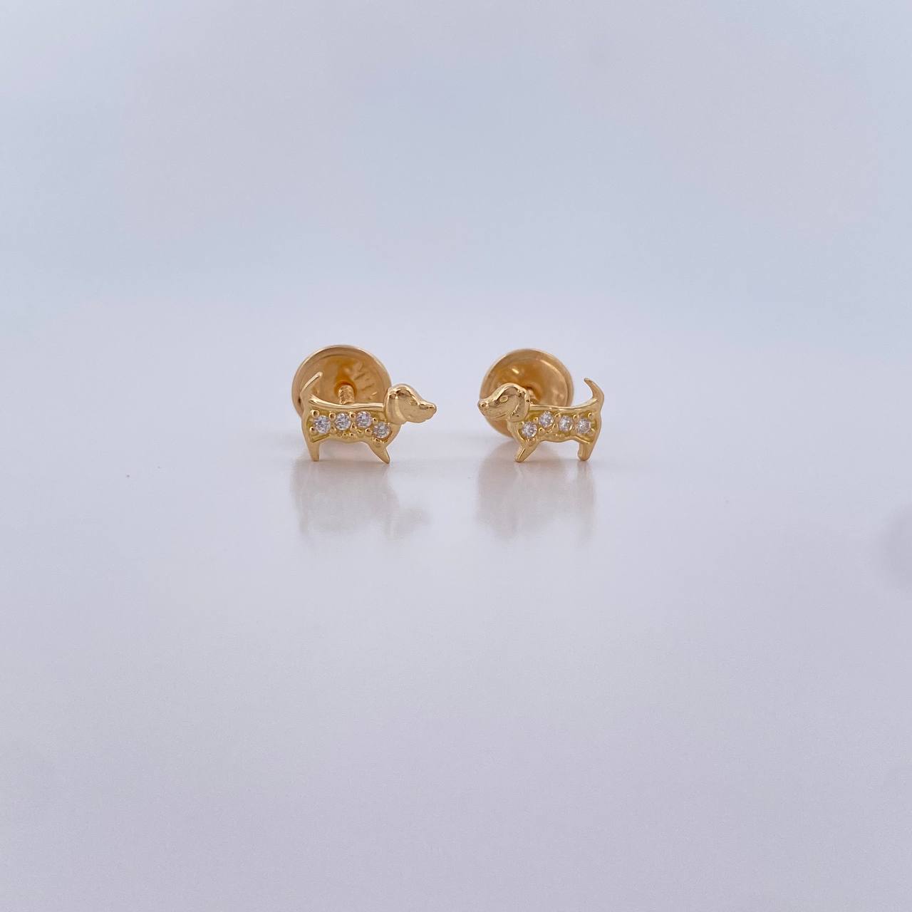 Topos Perro 0.7gr / Circones Blancos Oro Amarillo 18K &