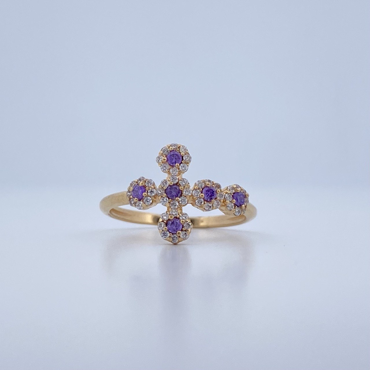 Anillo Cruz Tupida 2.25gr / T6 / Oro Amarillo 18K &