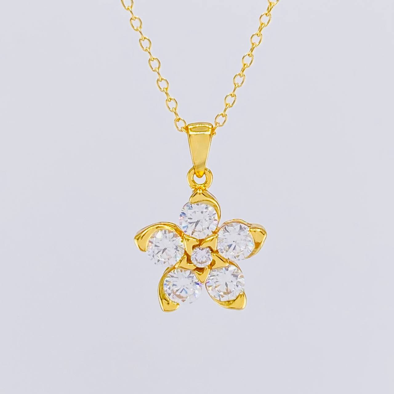 Cadena Aro Seguido Flor 3.05g / 45cm / 1.2mm Plata Vermeil 925