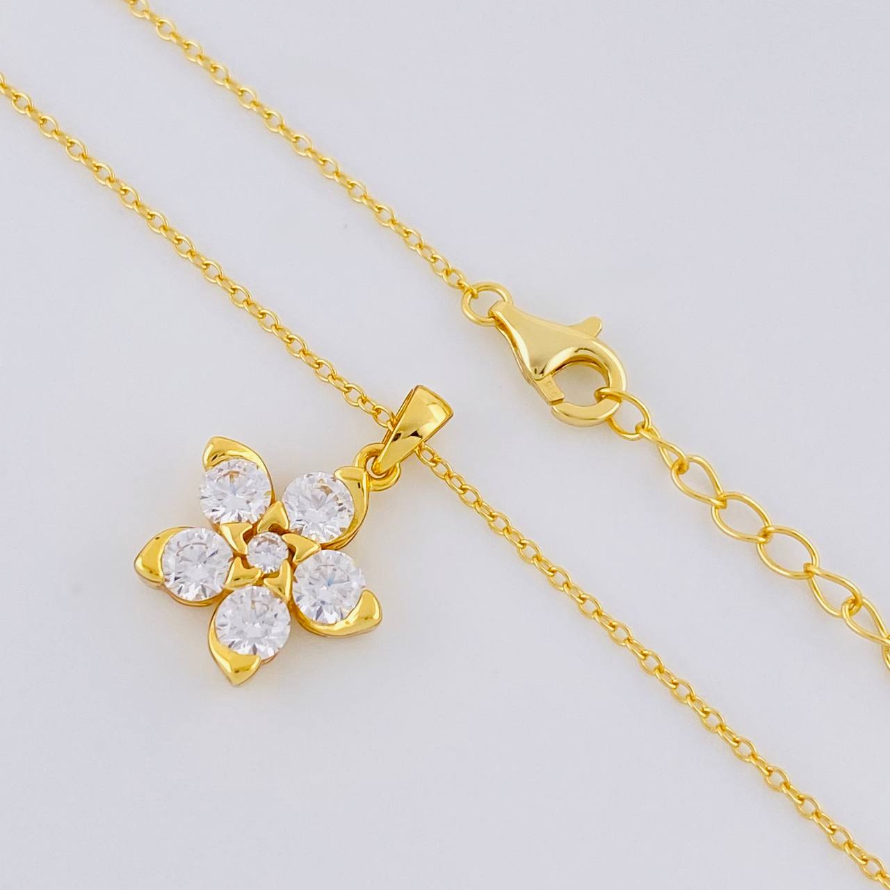 Cadena Aro Seguido Flor 3.05g / 45cm / 1.2mm Plata Vermeil 925