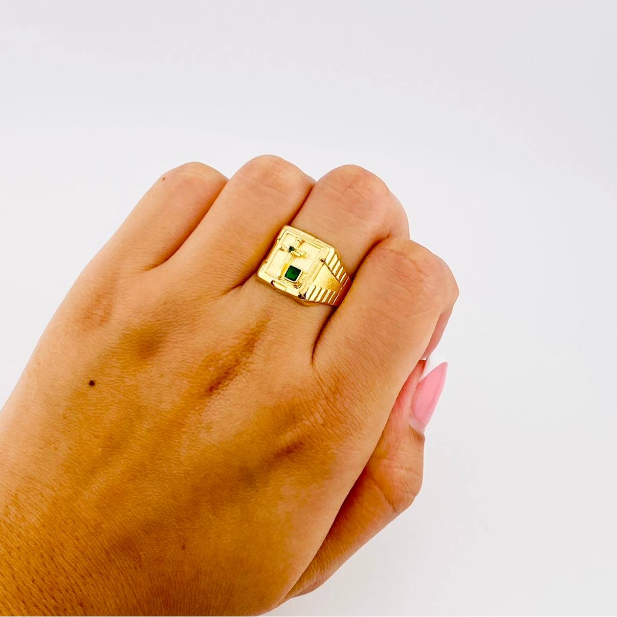 Anillo Sello Cruz Clavo 3,05g / T9 1/4 Oro Amarillo 18K