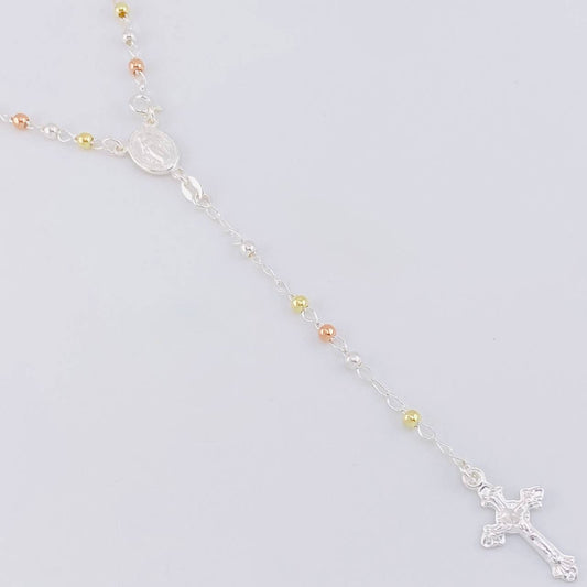 Rosario Vigen Milagrosa 7.4g / 45cm / 3mm Plata Vermeil 925