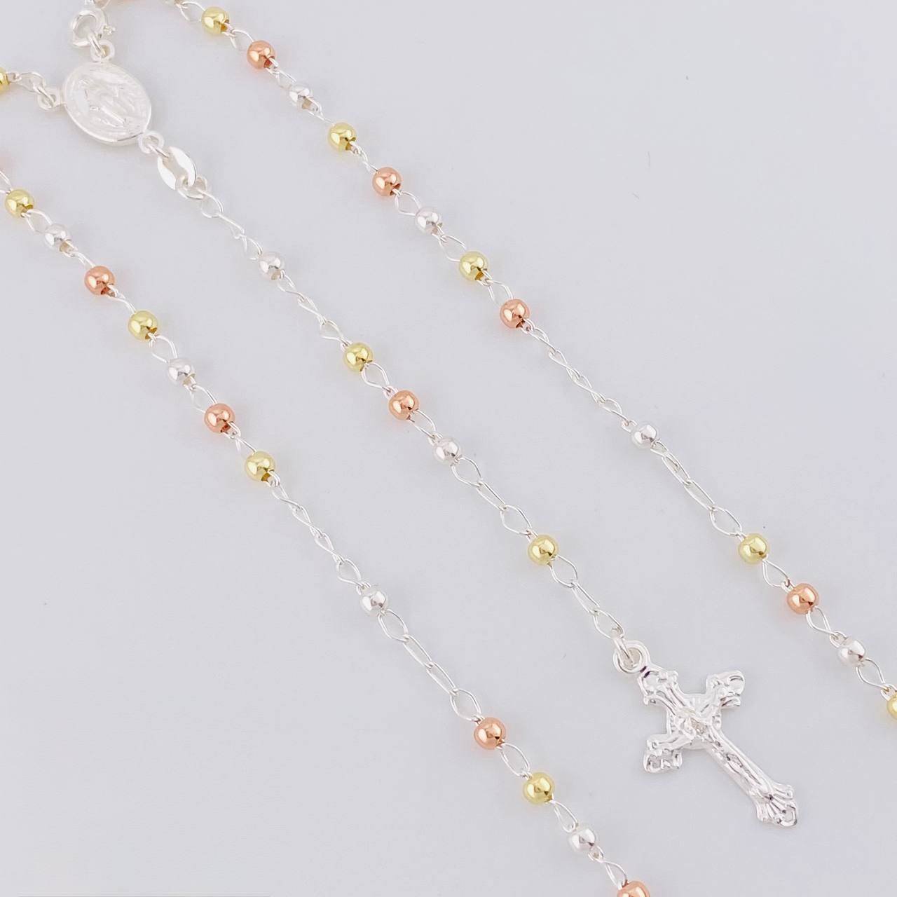 Rosario Vigen Milagrosa 7.4g / 45cm / 3mm Plata Vermeil 925