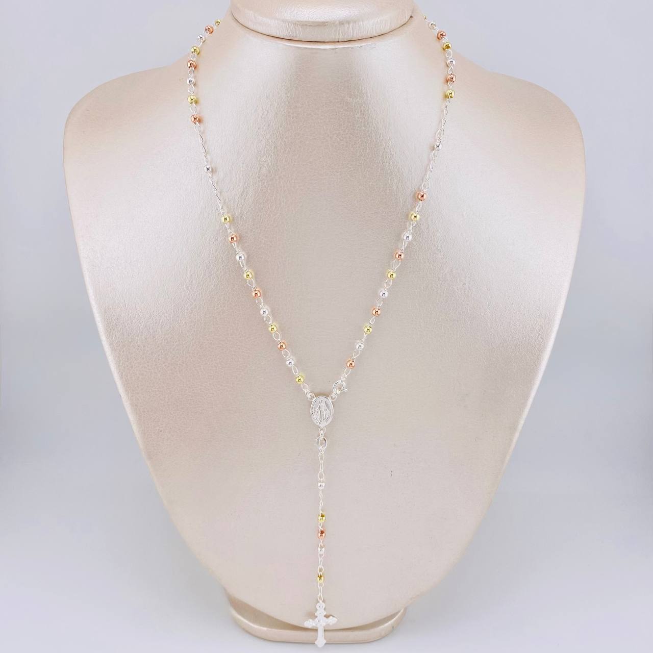 Rosario Vigen Milagrosa 7.4g / 45cm / 3mm Plata Vermeil 925